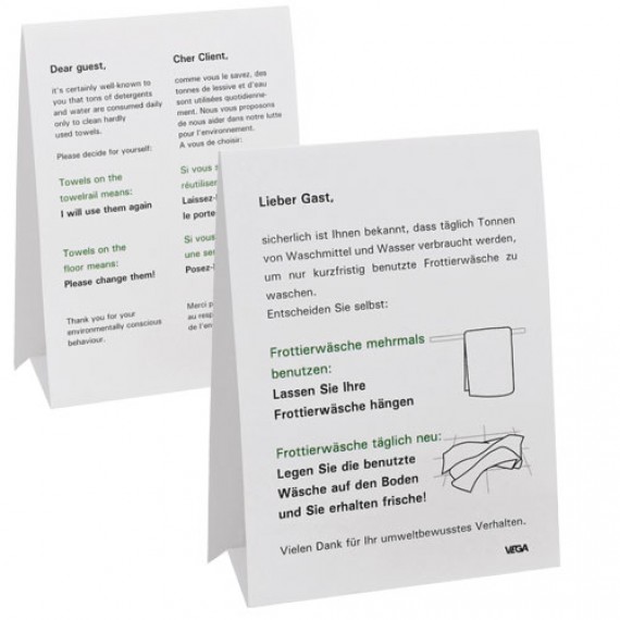 Tabliczka informacyjna o użytkowaniu ręczników, papierowa
